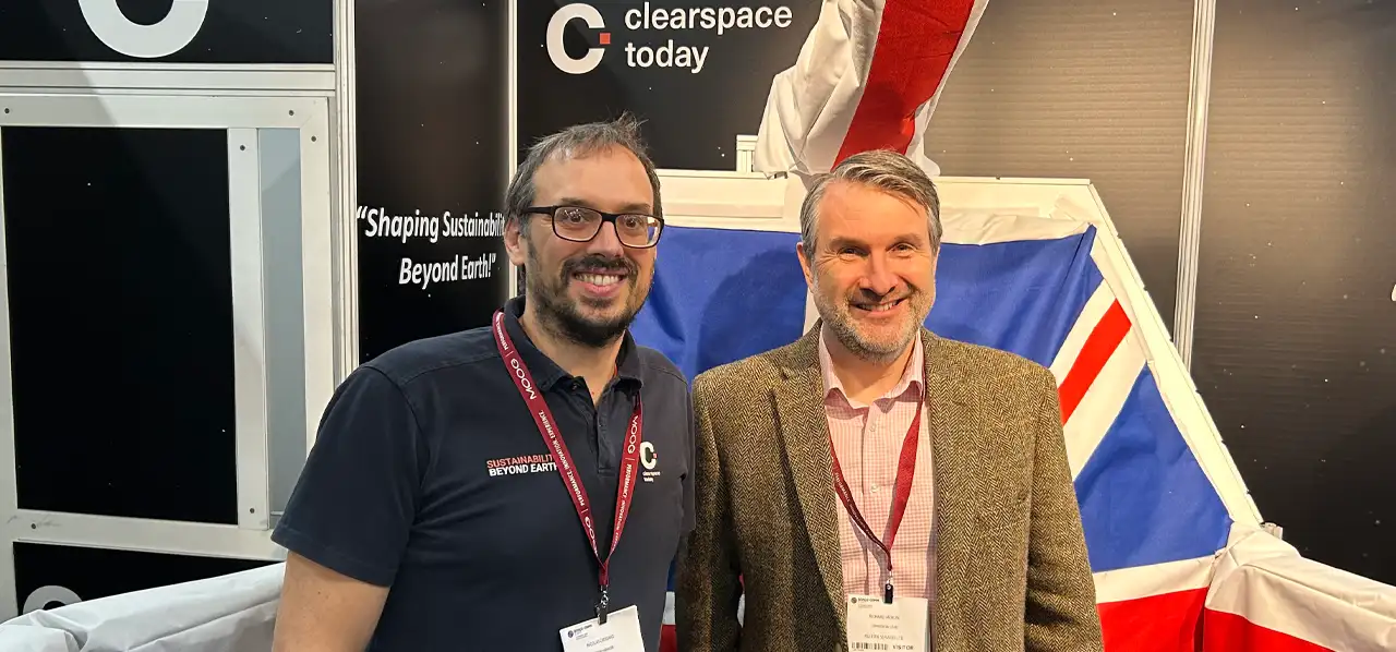 Our colleague Richard and a member of the ClearSpace team